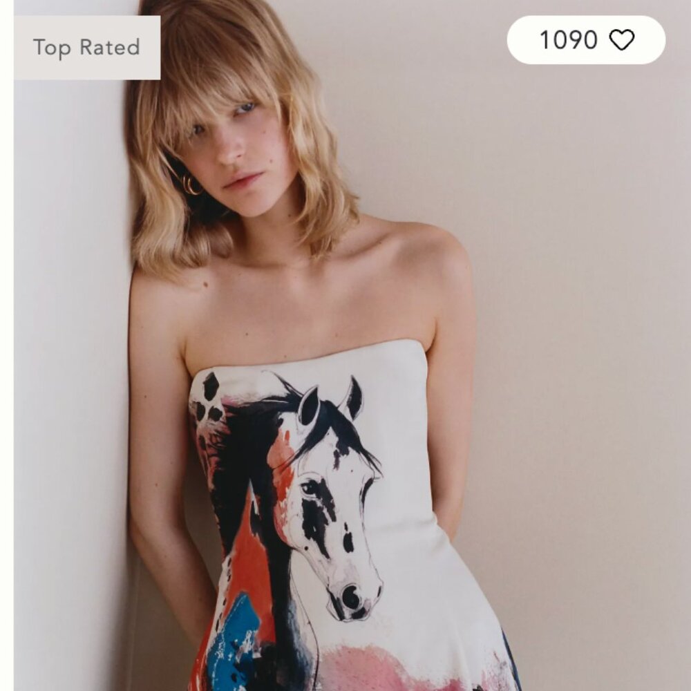 NWT Maeve Strapless Printed Horse Mini Dress XL